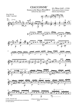 Ciacconne Sheet Music by S.L. Weiss