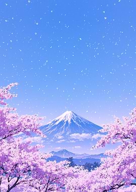 Mount Fuji and Cherry Blossoms