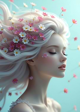 Woman with Flowers in Hair