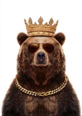 Cool Bear with Crown and Sunglasses