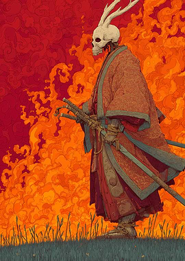 Samurai Skeleton in Kimono