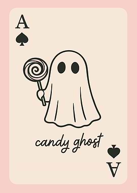 Cute Spooky Gift Candy Ghost Ace of Spades Card
