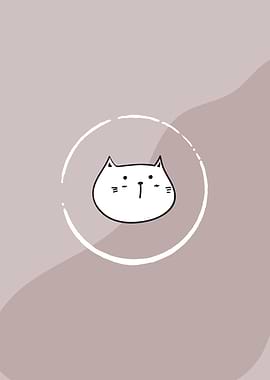 Cute Cat Doodle on Neutral Background