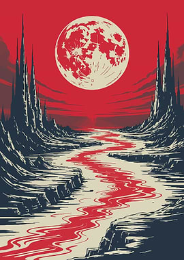 Red Moon Fantasy Landscape
