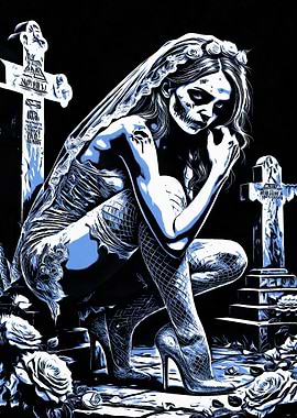 Zombie Bride in Cemetery