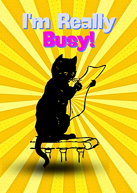 Busy Cat with Paperwork