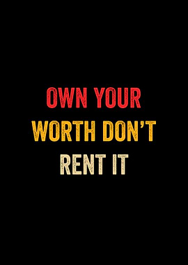 Own Your Worth Retro Motivational Text Art