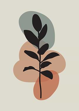 Minimalist Plant Art with Abstract Shapes