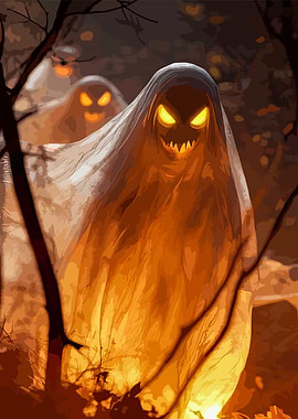 Spooky Halloween Ghosts in the Dark