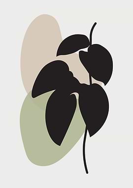 Minimalist Plant Art with Abstract Shapes