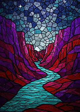 Stained Glass Canyon Landscape