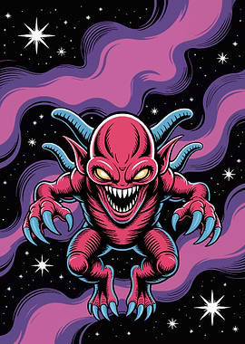 Cartoon Demon in Space