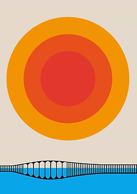 Minimalist Bridge and Sun Art