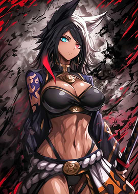 Anime Warrior Girl with Heterochromia