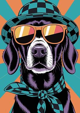 Cool Dog with Hat and Sunglasses