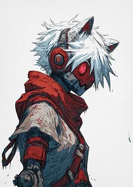 Cyberpunk Anime Character with Wolf Ears