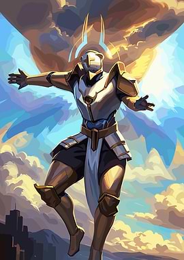 Golden Armored Figure with Wings