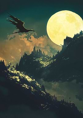 Dragon Flight Under Full Moon