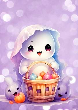 Ghost Basket Pumpkins