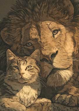 Lion and Cat Portrait
