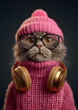 Hipster Cat Portrait