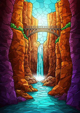 Stained Glass Canyon Landscape