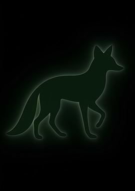 Glowing Fox Silhouette on Black Background