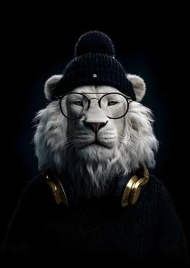Hipster Lion Portrait