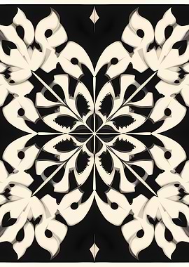 Abstract Floral Pattern in Black and White