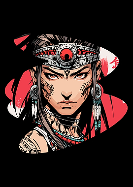 Warrior Woman Portrait with Tribal Adornments