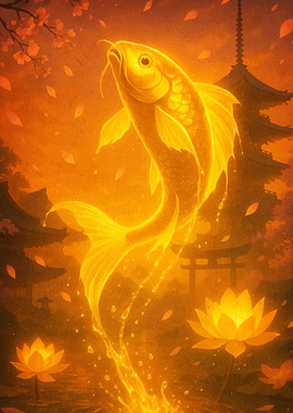 Golden Koi Fish Japanese