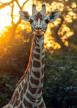 Giraffe Portrait in Golden Light
