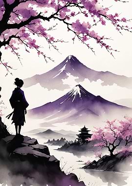 Japanese Samurai Cherry Blossoms