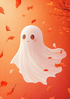 Cute Ghost Autumn Leaves