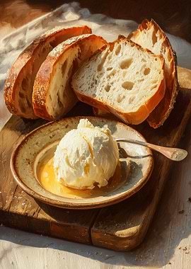 Bread and Butter Still Life Painting