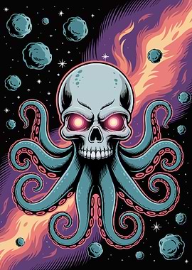 Skull Octopus in Space