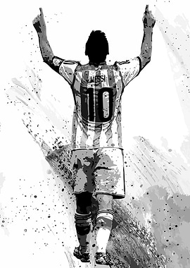 Lionel Messi Celebration Black and White