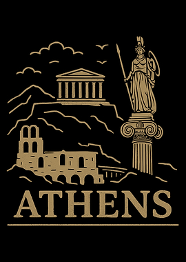 Athens Landmark Illustration