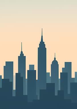 Cityscape Silhouette at Sunset