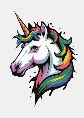 Colorful Unicorn Head Illustration