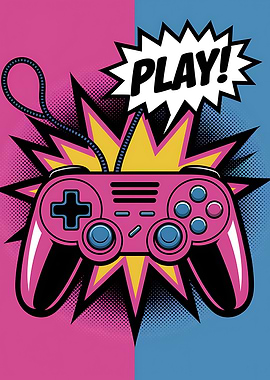 Pop Art Gaming Controller Illustration