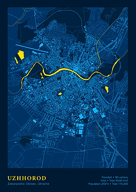 Uzhhorod, Ukraine City Map