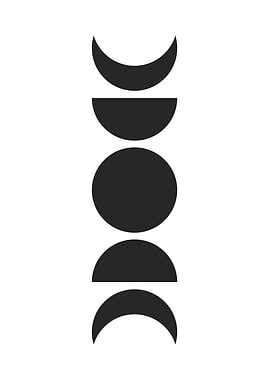 Moon Phases Minimalist Black and White