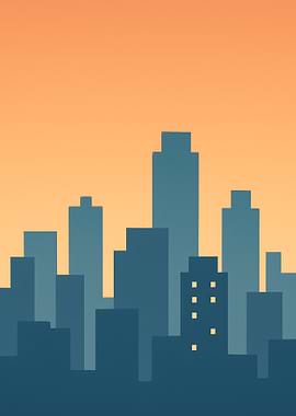 Cityscape Silhouette at Sunset