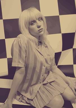 Billie Eilish in Striped Outfit