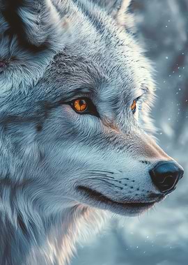 Wolf Portrait with Intense Gaze