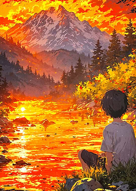 Sunset River Contemplation