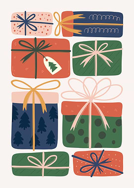 Colorful Stack of Christmas Presents