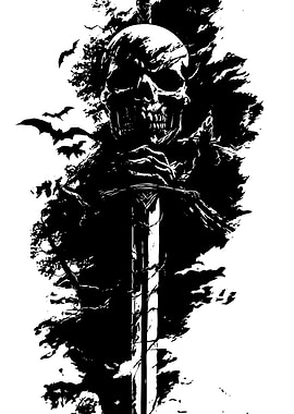 Skull and Sword Black and White