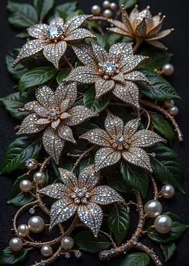 Diamond Flowers and Pearls